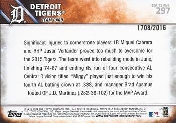 2016 Topps - Gold #297 Detroit Tigers Back
