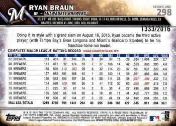 2016 Topps - Gold #298 Ryan Braun Back