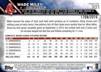 2016 Topps - Gold #301 Wade Miley Back