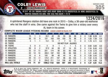 2016 Topps - Gold #305 Colby Lewis Back