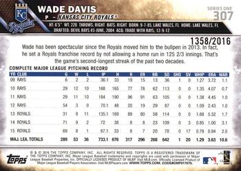 2016 Topps - Gold #307 Wade Davis Back