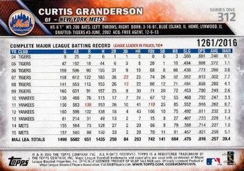 2016 Topps - Gold #312 Curtis Granderson Back