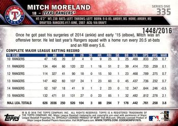 2016 Topps - Gold #335 Mitch Moreland Back