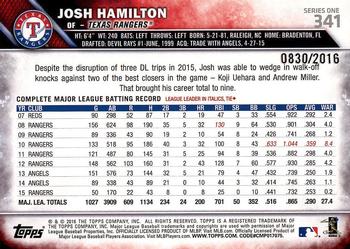 2016 Topps - Gold #341 Josh Hamilton Back