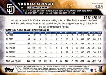 2016 Topps - Gold #345 Yonder Alonso Back