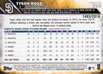 2016 Topps - Gold #354 Tyson Ross Back