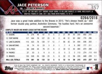 2016 Topps - Gold #357 Jace Peterson Back