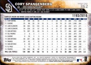 2016 Topps - Gold #362 Cory Spangenberg Back