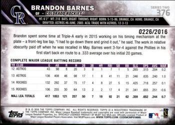 2016 Topps - Gold #376 Brandon Barnes Back