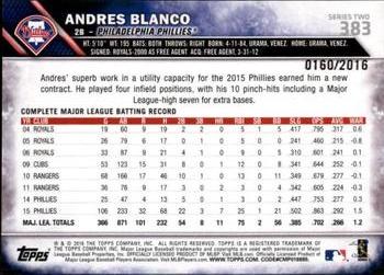 2016 Topps - Gold #383 Andres Blanco Back