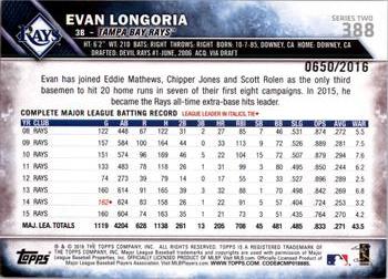 2016 Topps - Gold #388 Evan Longoria Back
