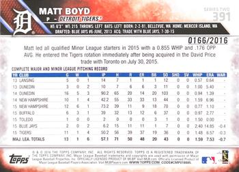 2016 Topps - Gold #391 Matt Boyd Back