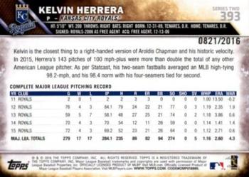 2016 Topps - Gold #393 Kelvin Herrera Back