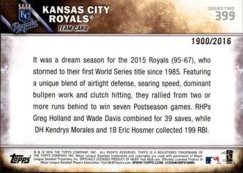 2016 Topps - Gold #399 Kansas City Royals Back