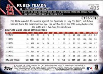 2016 Topps - Gold #405 Ruben Tejada Back