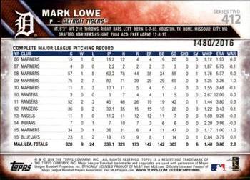 2016 Topps - Gold #412 Mark Lowe Back