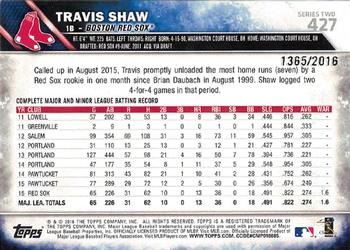 2016 Topps - Gold #427 Travis Shaw Back