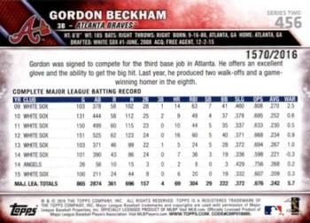 2016 Topps - Gold #456 Gordon Beckham Back