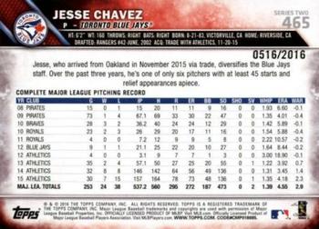 2016 Topps - Gold #465 Jesse Chavez Back