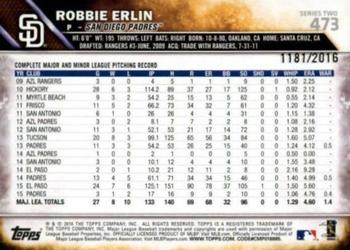 2016 Topps - Gold #473 Robbie Erlin Back
