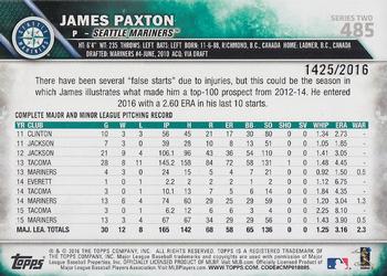 2016 Topps - Gold #485 James Paxton Back