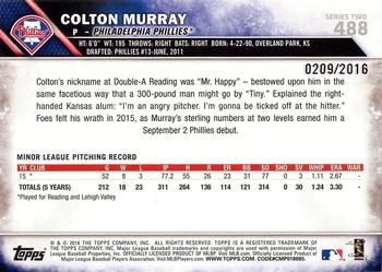 2016 Topps - Gold #488 Colton Murray Back