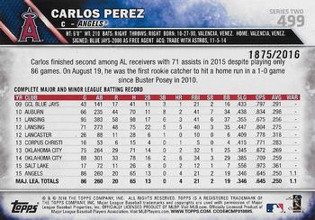 2016 Topps - Gold #499 Carlos Perez Back