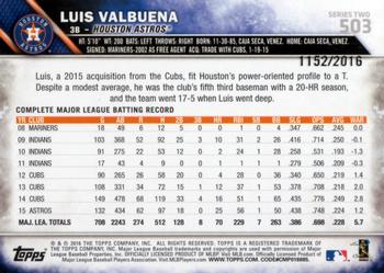 2016 Topps - Gold #503 Luis Valbuena Back