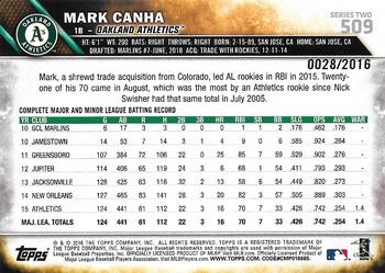 2016 Topps - Gold #509 Mark Canha Back