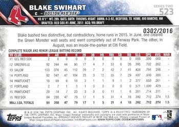 2016 Topps - Gold #523 Blake Swihart Back