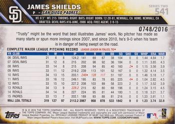 2016 Topps - Gold #541 James Shields Back