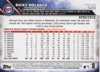 2016 Topps - Gold #546 Ricky Nolasco Back