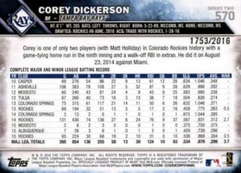 2016 Topps - Gold #570 Corey Dickerson Back