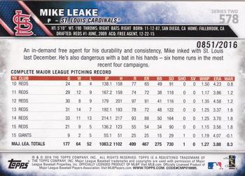 2016 Topps - Gold #578 Mike Leake Back