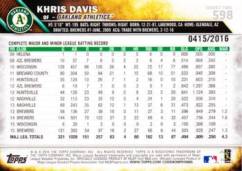 2016 Topps - Gold #598 Khris Davis Back