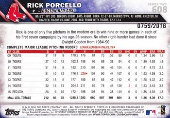2016 Topps - Gold #608 Rick Porcello Back