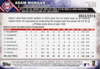 2016 Topps - Gold #610 Adam Morgan Back