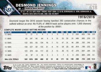 2016 Topps - Gold #618 Desmond Jennings Back