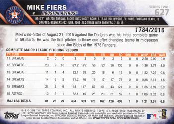 2016 Topps - Gold #627 Mike Fiers Back