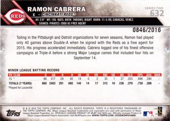 2016 Topps - Gold #632 Ramon Cabrera Back