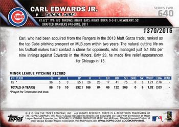 2016 Topps - Gold #640 Carl Edwards Jr. Back