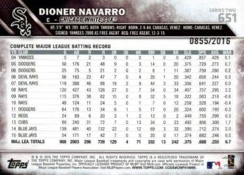2016 Topps - Gold #651 Dioner Navarro Back