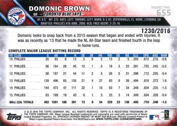 2016 Topps - Gold #655 Domonic Brown Back