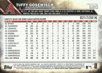 2016 Topps - Gold #680 Tuffy Gosewisch Back