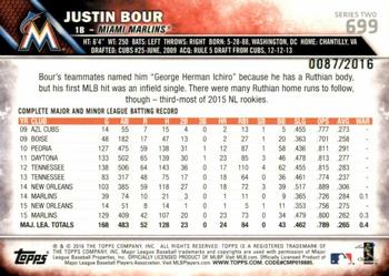 2016 Topps - Gold #699 Justin Bour Back