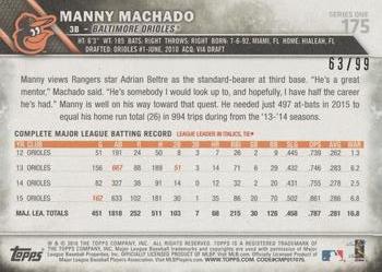 2016 Topps - Vintage Stock #175 Manny Machado Back