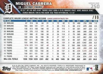 2016 Topps - Vintage Stock #250 Miguel Cabrera Back