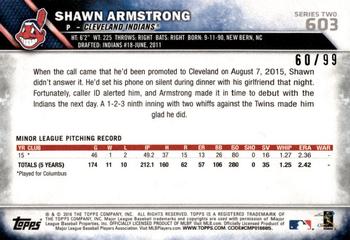 2016 Topps - Vintage Stock #603 Shawn Armstrong Back