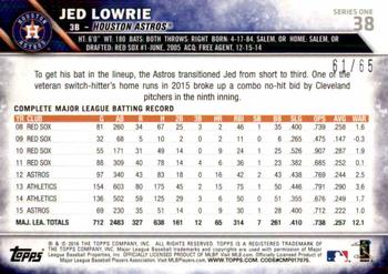 2016 Topps - Black #38 Jed Lowrie Back