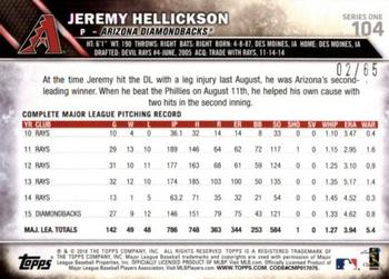 2016 Topps - Black #104 Jeremy Hellickson Back